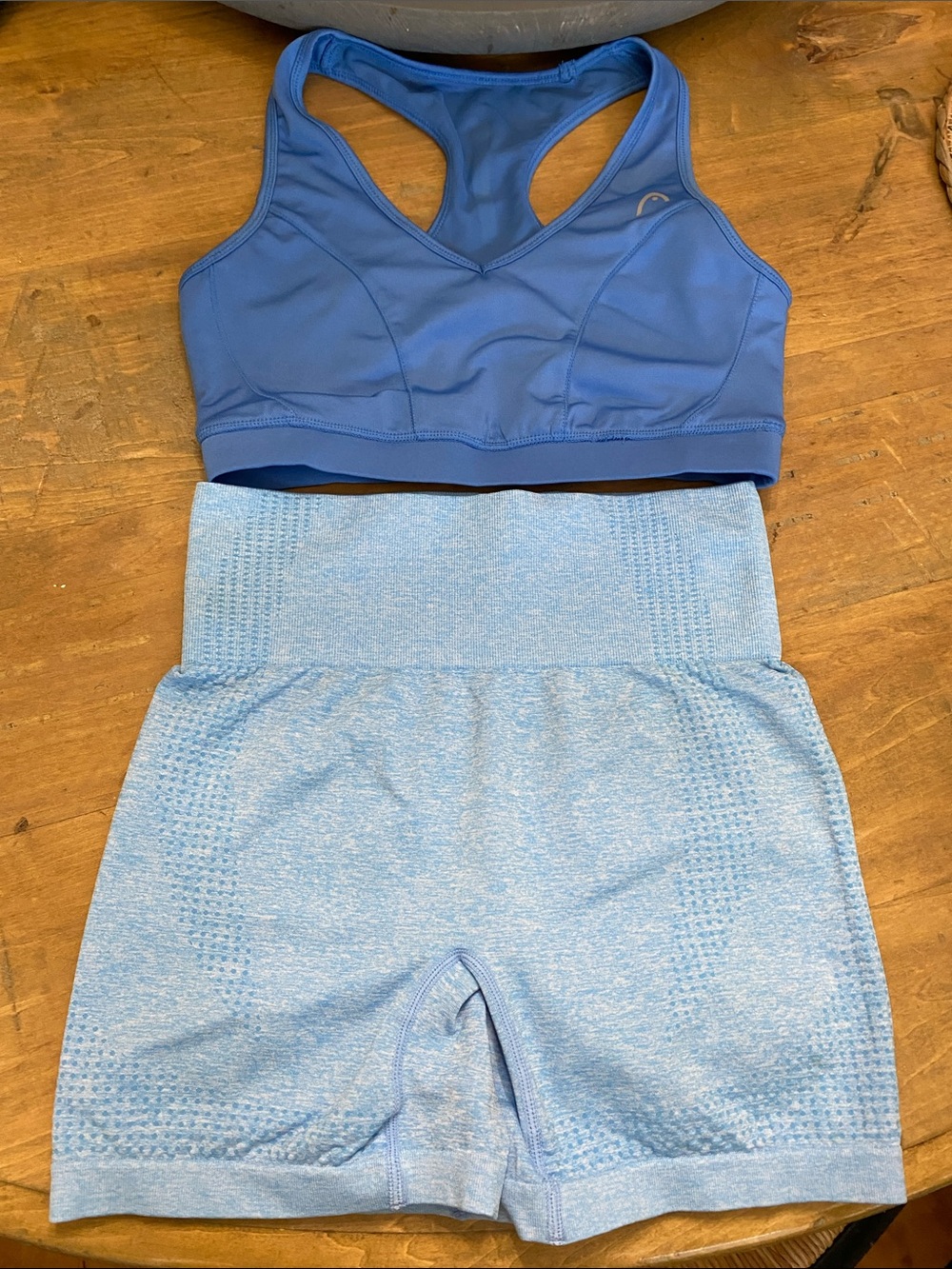 Women's Athletic Shorts and Sports Bra Set in Blue